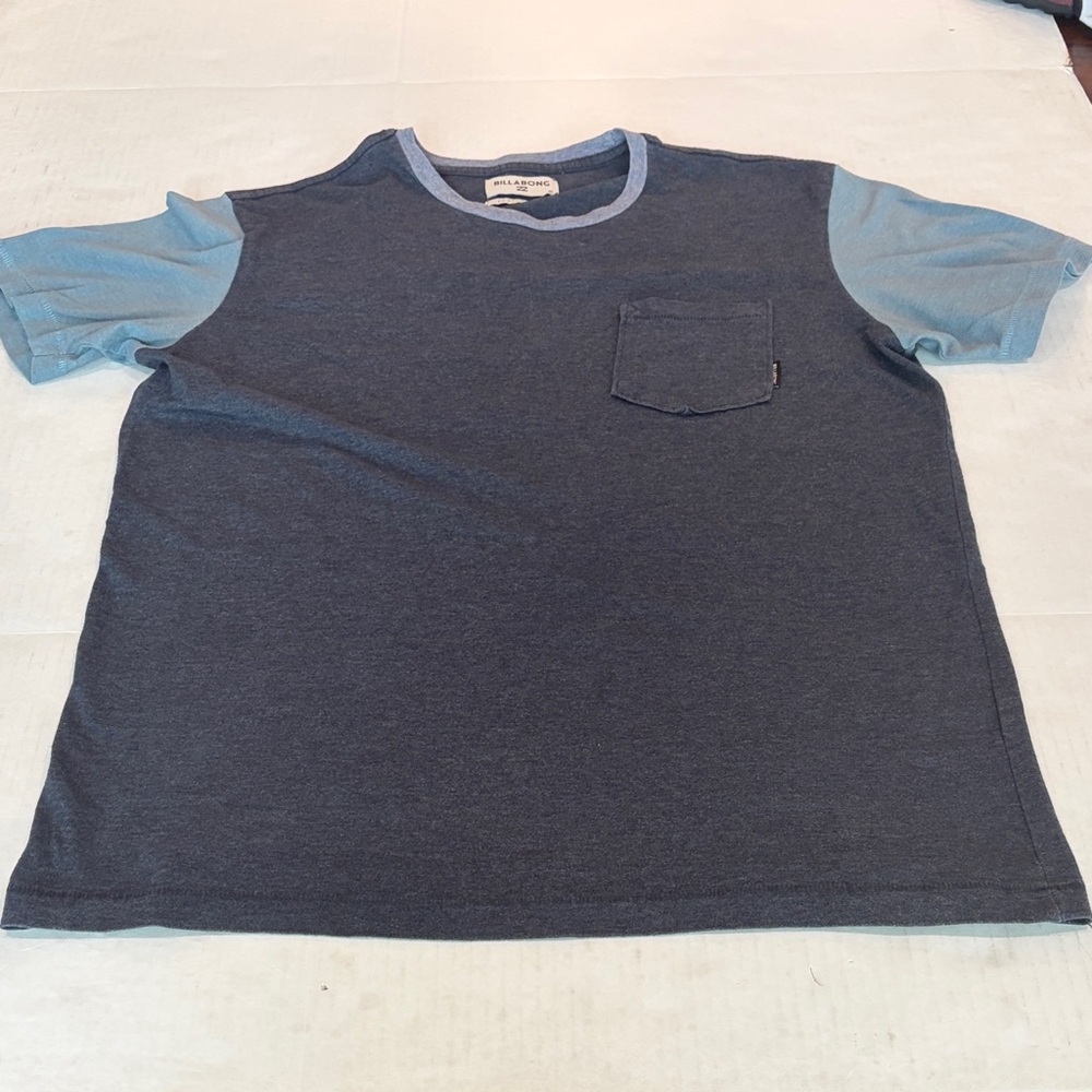 Billabong Two-Tone Pocket Tee in Navy and Light Blue